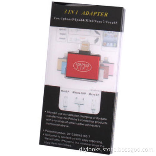 Refurbished 3-in-1 30-pin/Micro 5-pin/Mini USB to 8-pin Adapter for iPhone 5/iPad Mini
